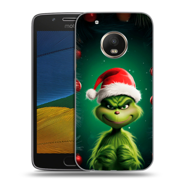 Силиконовый чехол на Lenovo Moto G5 с принтом Гринч Новый год Рождество