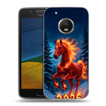 Силиконовый чехол на Lenovo Moto G5 с принтом Новый год коня