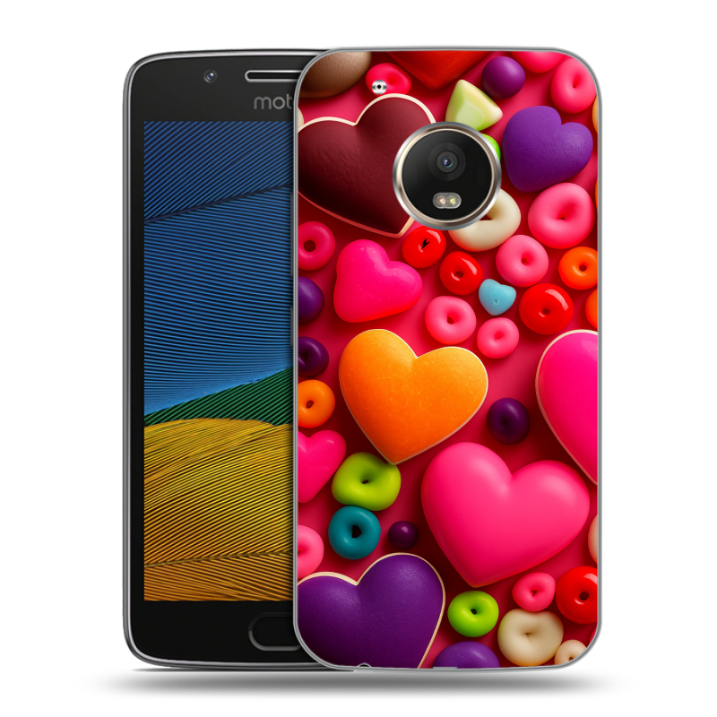 Силиконовый чехол на Lenovo Moto G5 с принтом Сердечки Силиконовый чехол на Lenovo Moto G5 с принтом Сердечки