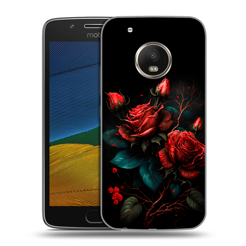 Силиконовый чехол на Lenovo Moto G5 с принтом Розы красные Силиконовый чехол на Lenovo Moto G5 с принтом Розы красные