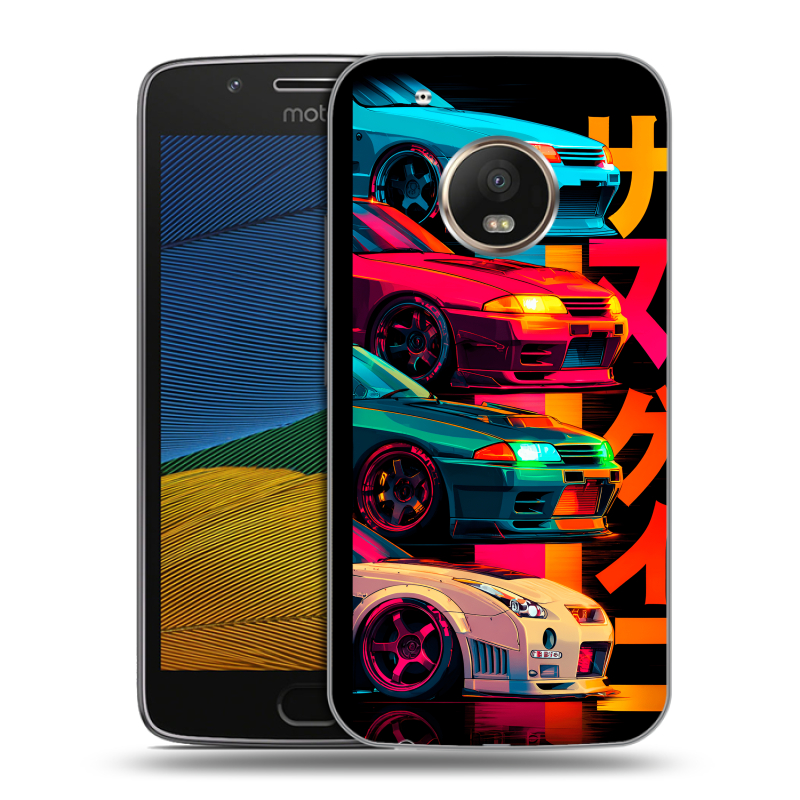 Силиконовый чехол на Lenovo Moto G5 с принтом Гоночные машины Силиконовый чехол на Lenovo Moto G5 с принтом Гоночные машины
