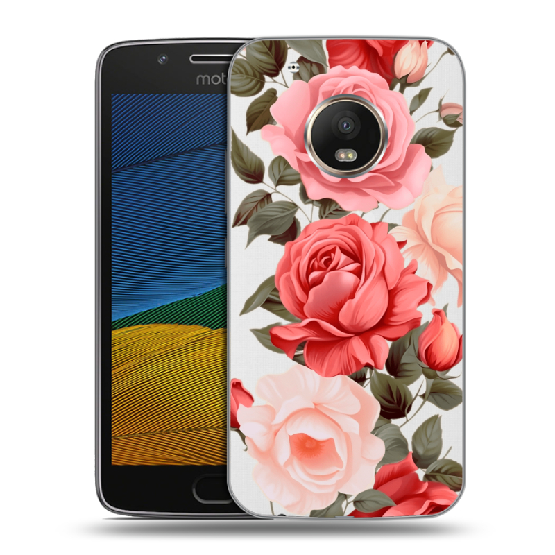 Силиконовый чехол на Lenovo Moto G5 с принтом Розы Силиконовый чехол на Lenovo Moto G5 с принтом Розы