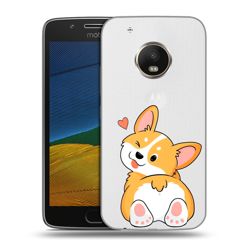Силиконовый чехол на Lenovo Moto G5 с принтом Корги Силиконовый чехол на Lenovo Moto G5 с принтом Корги