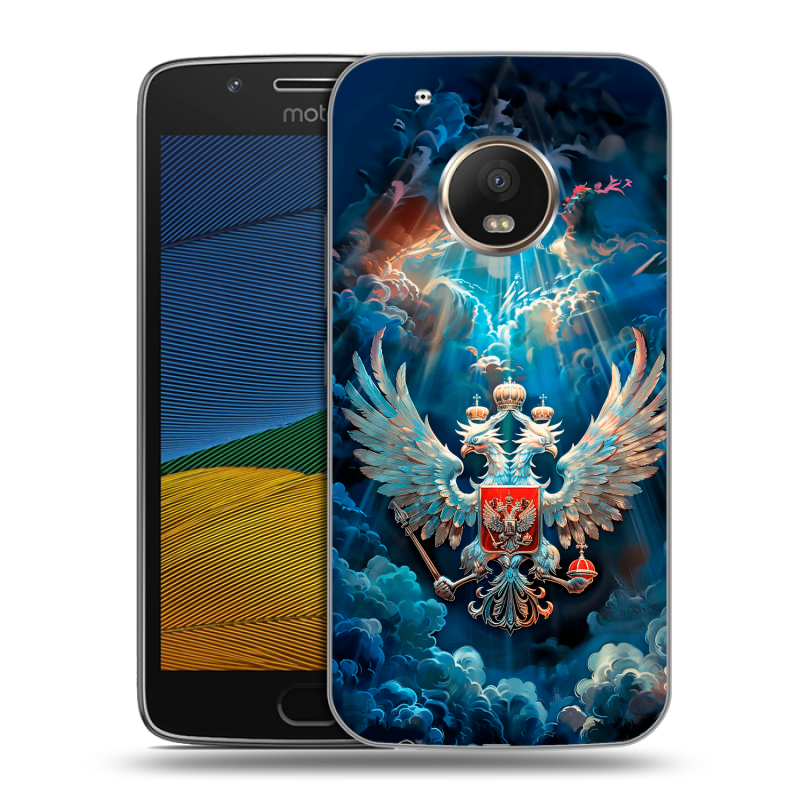 Пластиковый чехол на Lenovo Moto G5 с принтом Герб флаг России Пластиковый чехол на Lenovo Moto G5 с принтом Герб флаг России