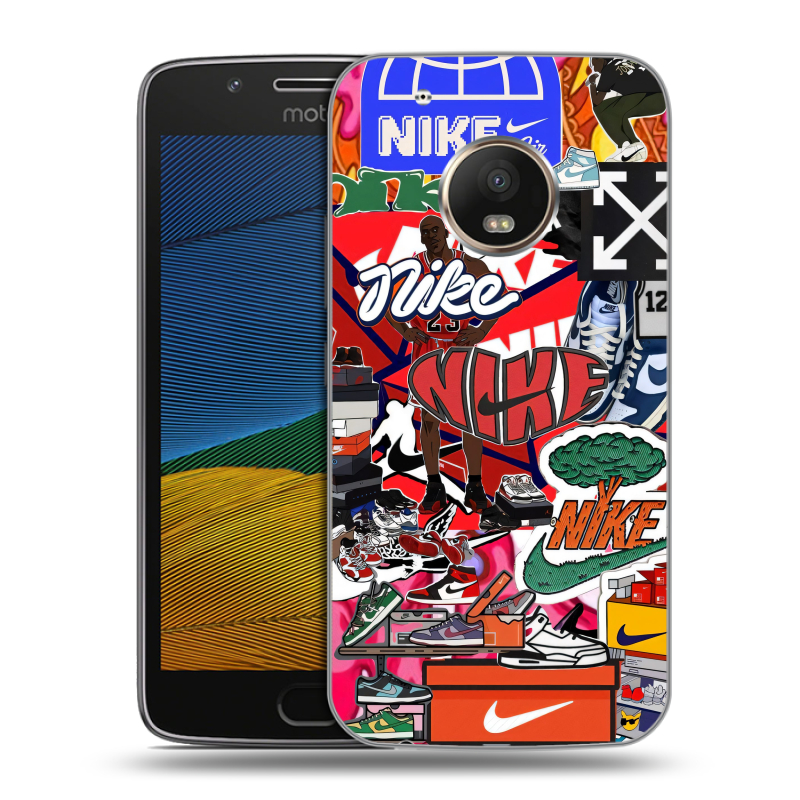 Силиконовый чехол на Lenovo Moto G5 с принтом Найк Nike яркий Силиконовый чехол на Lenovo Moto G5 с принтом Найк Nike яркий