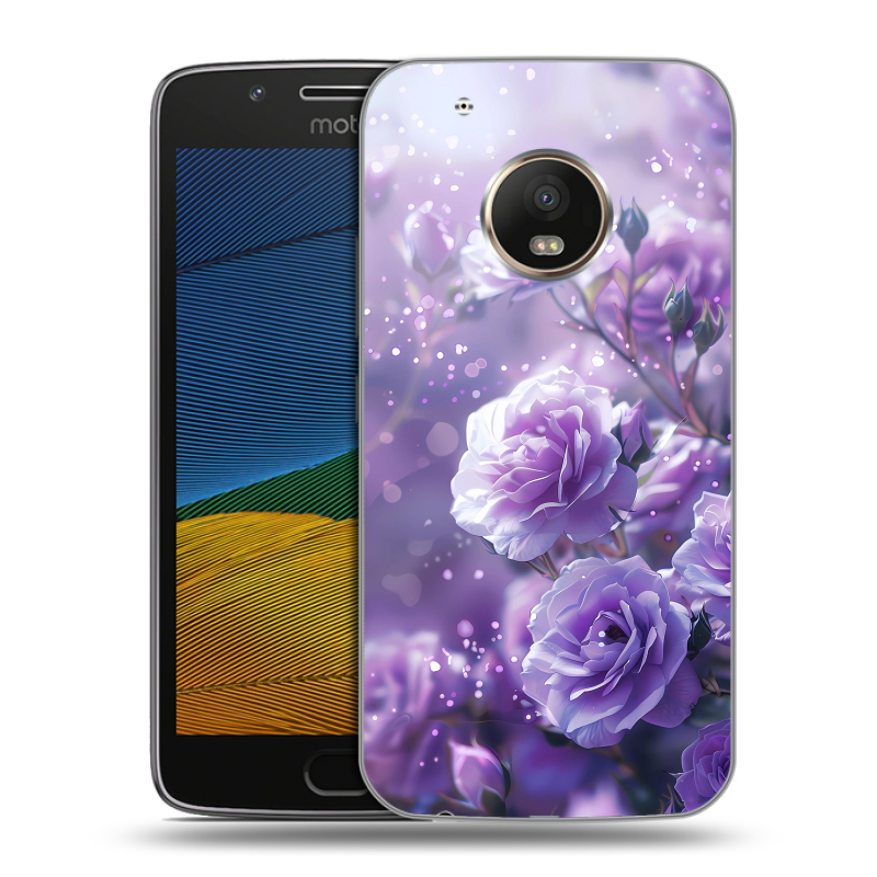 Силиконовый чехол на Lenovo Moto G5 с принтом Розы цветы Силиконовый чехол на Lenovo Moto G5 с принтом Розы цветы