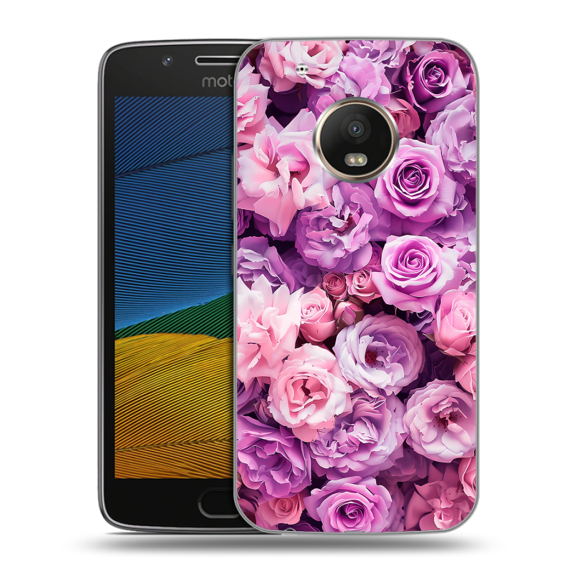 Пластиковый чехол на Lenovo Moto G5 с принтом лавандовые розы Пластиковый чехол на Lenovo Moto G5 с принтом лавандовые розы