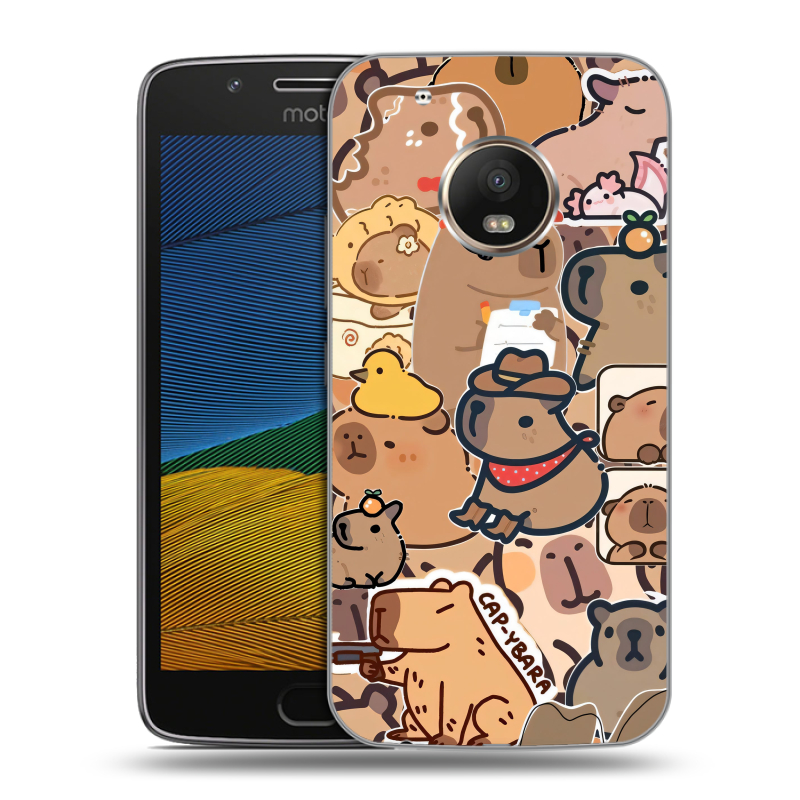 Силиконовый чехол на Lenovo Moto G5 с принтом капибара Силиконовый чехол на Lenovo Moto G5 с принтом капибара