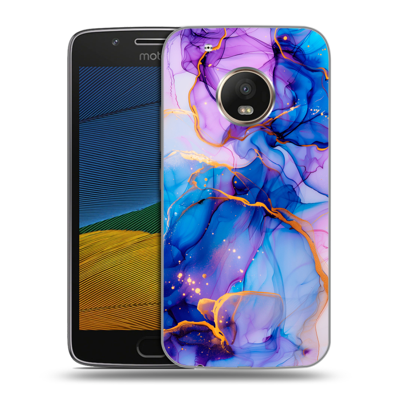 Силиконовый чехол на Lenovo Moto G5 с принтом синий мрамор Силиконовый чехол на Lenovo Moto G5 с принтом синий мрамор
