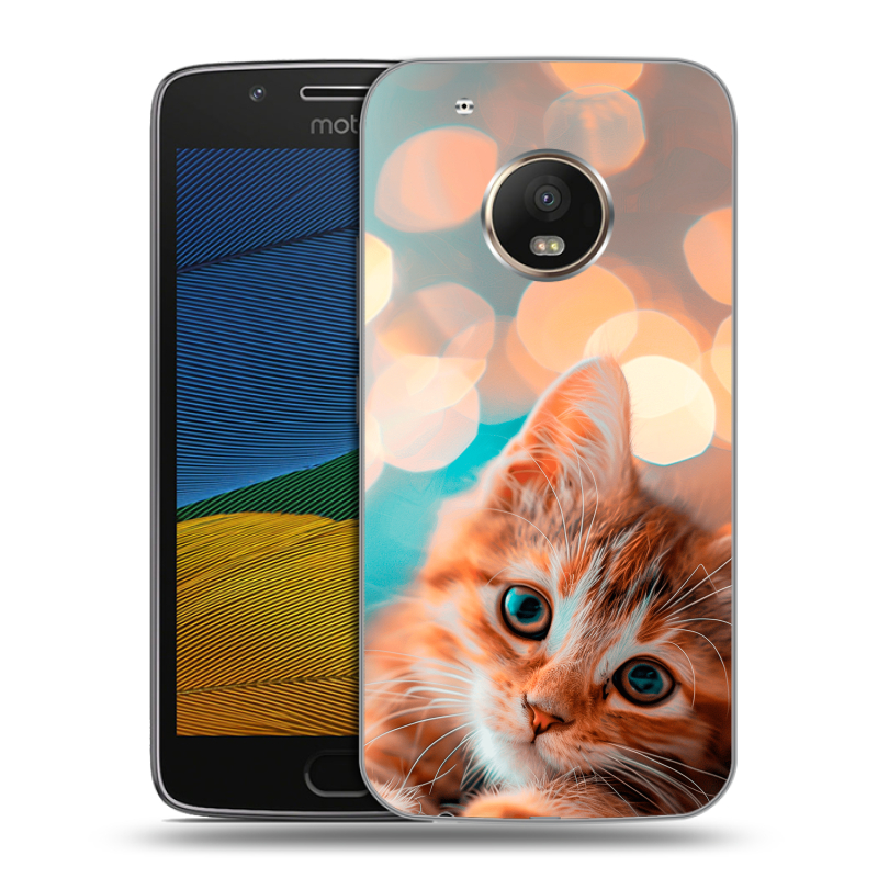 Силиконовый чехол на Lenovo Moto G5 с принтом котик Силиконовый чехол на Lenovo Moto G5 с принтом котик