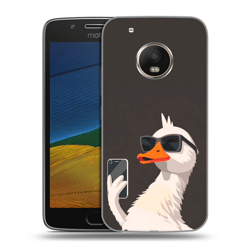 Пластиковый чехол на Lenovo Moto G5 с принтом утка в очках Пластиковый чехол на Lenovo Moto G5 с принтом утка в очках