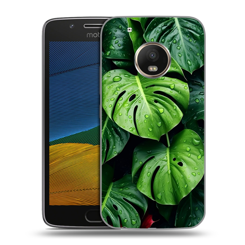 Силиконовый чехол на Lenovo Moto G5 с принтом Листья Силиконовый чехол на Lenovo Moto G5 с принтом Листья