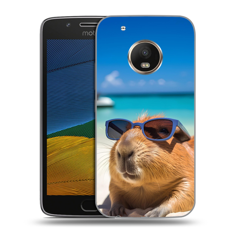 Силиконовый чехол на Lenovo Moto G5 с принтом Капибара Силиконовый чехол на Lenovo Moto G5 с принтом Капибара