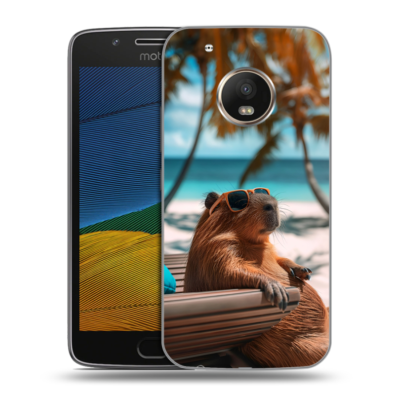 Пластиковый чехол на Lenovo Moto G5 с принтом Капибара Пластиковый чехол на Lenovo Moto G5 с принтом Капибара