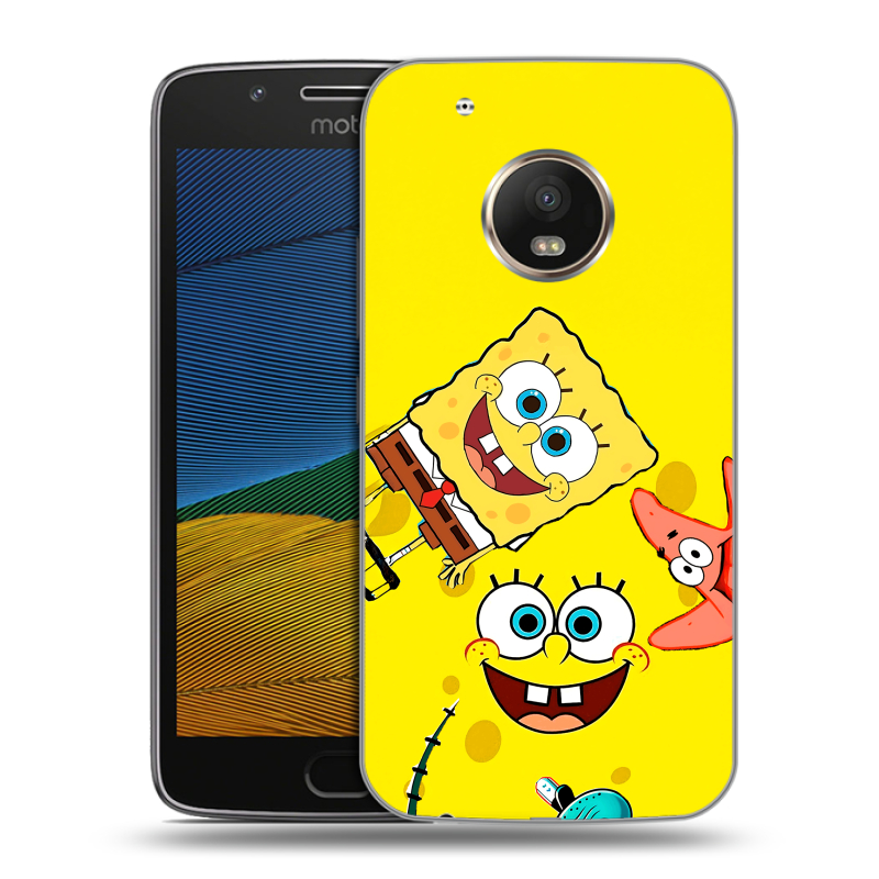 Пластиковый чехол на Lenovo Moto G5 с принтом Спанч боб Спанчбоб Пластиковый чехол на Lenovo Moto G5 с принтом Спанч боб Спанчбоб