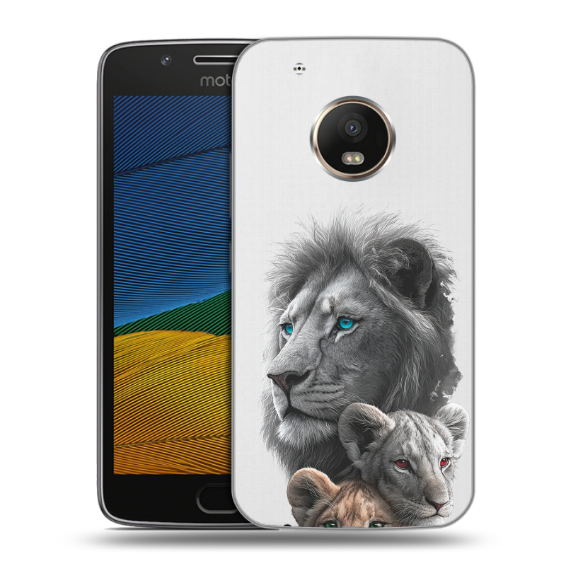 Силиконовый чехол на Lenovo Moto G5 с принтом Львы Силиконовый чехол на Lenovo Moto G5 с принтом Львы