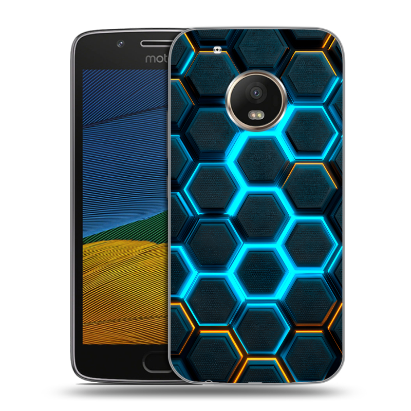 Силиконовый чехол на Lenovo Moto G5 с принтом Неоновые соты Силиконовый чехол на Lenovo Moto G5 с принтом Неоновые соты