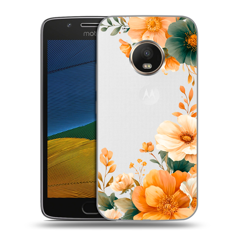 Силиконовый чехол на Lenovo Moto G5 с принтом Цветы принт Силиконовый чехол на Lenovo Moto G5 с принтом Цветы принт