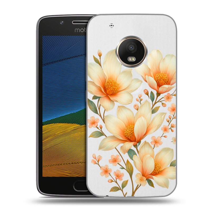 Силиконовый чехол на Lenovo Moto G5 с принтом Цветы Силиконовый чехол на Lenovo Moto G5 с принтом Цветы