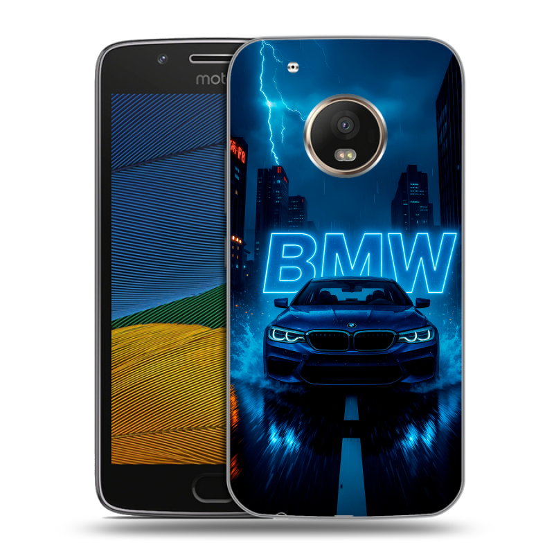 Силиконовый чехол на Lenovo Moto G5 с принтом BMW БМВ Силиконовый чехол на Lenovo Moto G5 с принтом BMW БМВ