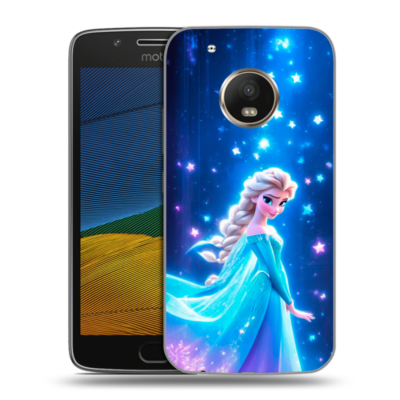 Силиконовый чехол на Lenovo Moto G5 с принтом Холодное сердце Frozen Силиконовый чехол на Lenovo Moto G5 с принтом Холодное сердце Frozen