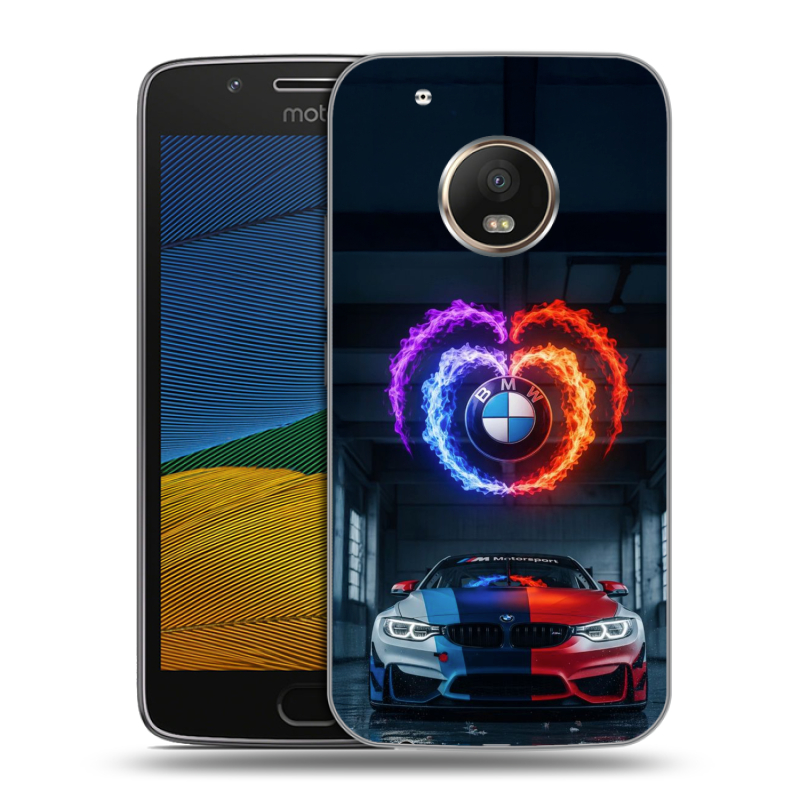 Силиконовый чехол на Lenovo Moto G5 с принтом BMW БМВ Силиконовый чехол на Lenovo Moto G5 с принтом BMW БМВ