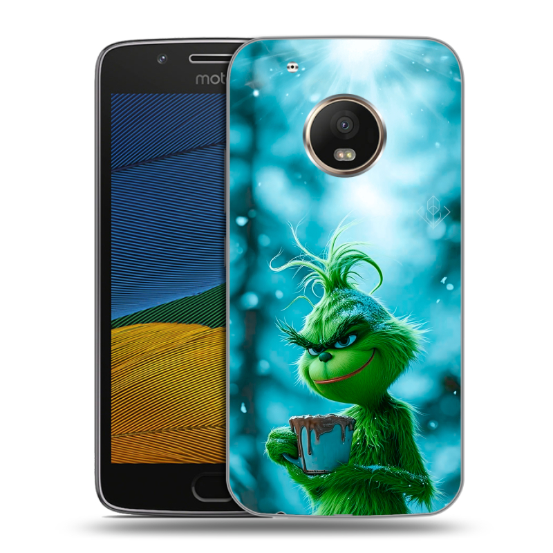 Силиконовый чехол на Lenovo Moto G5 с принтом Новый год гринч Силиконовый чехол на Lenovo Moto G5 с принтом Новый год гринч