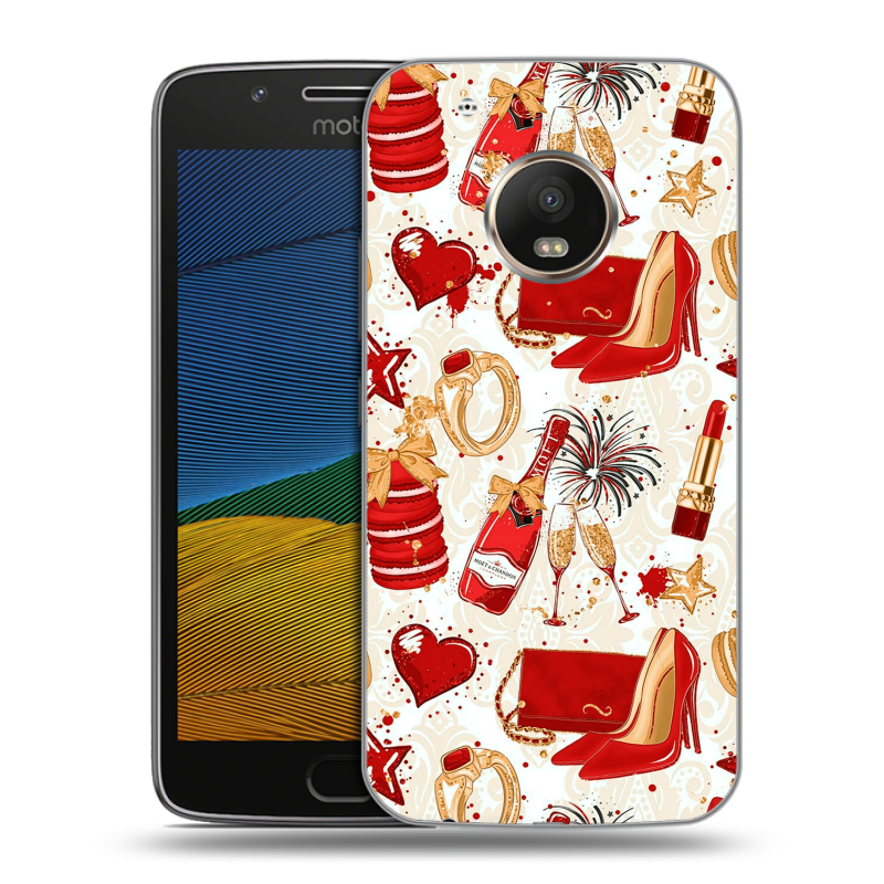Силиконовый чехол на Lenovo Moto G5 с принтом Новый год Силиконовый чехол на Lenovo Moto G5 с принтом Новый год