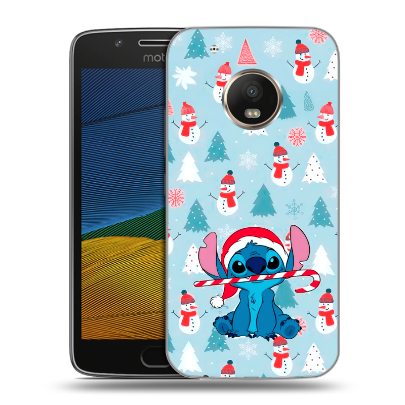 Силиконовый чехол на Lenovo Moto G5 с принтом Стич Новый год Силиконовый чехол на Lenovo Moto G5 с принтом Стич Новый год