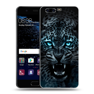 Силиконовый чехол на Huawei P10 с принтом Темный леопард