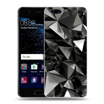 Силиконовый чехол на Huawei P10 с принтом Черные кристаллы