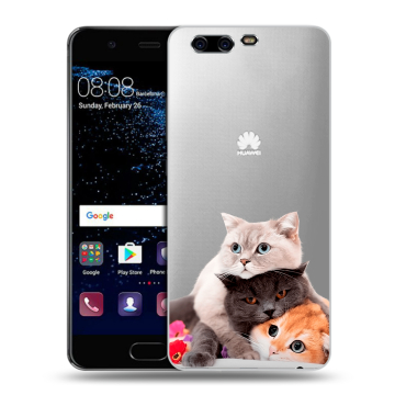 Силиконовый чехол на Huawei P10 с принтом Кошки