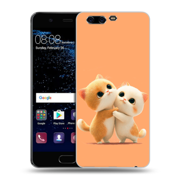 Силиконовый чехол на Huawei P10 с принтом Милые котики