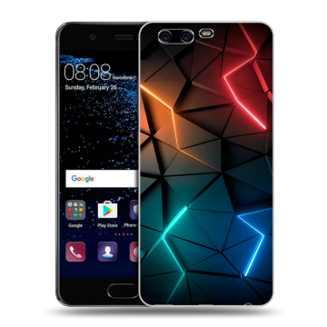 Силиконовый чехол на Huawei P10 с принтом Абстракция неон