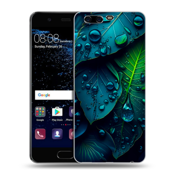 Силиконовый чехол на Huawei P10 с принтом Листья