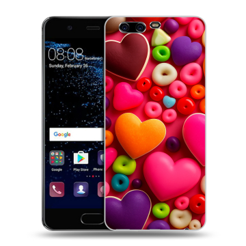 Силиконовый чехол на Huawei P10 с принтом Сердечки