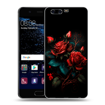 Силиконовый чехол на Huawei P10 с принтом Розы красные