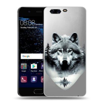 Силиконовый чехол на Huawei P10 с принтом Волк в лесу Силиконовый чехол на Huawei P10 с принтом Волк в лесу