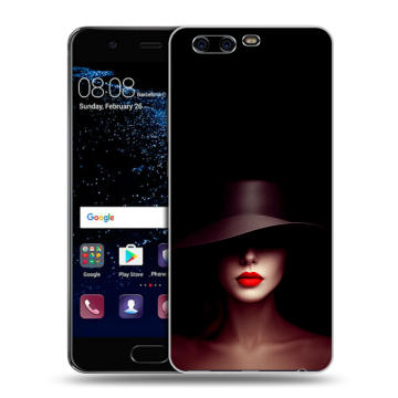 Силиконовый чехол на Huawei P10 с принтом Девушка в шляпе
