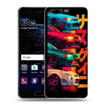 Силиконовый чехол на Huawei P10 с принтом Гоночные машины Силиконовый чехол на Huawei P10 с принтом Гоночные машины