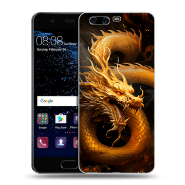 Силиконовый чехол на Huawei P10 с принтом Золотой дракон