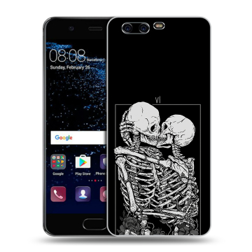 Силиконовый чехол на Huawei P10 с принтом Поцелуй скелетов