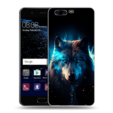 Силиконовый чехол на Huawei P10 с принтом Волк ночной