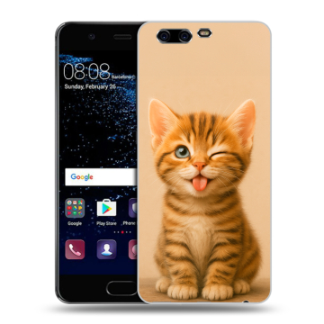 Силиконовый чехол на Huawei P10 с принтом котенок