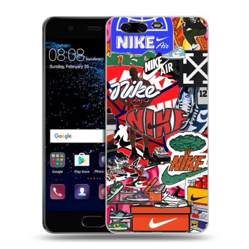 Силиконовый чехол на Huawei P10 с принтом Найк Nike яркий