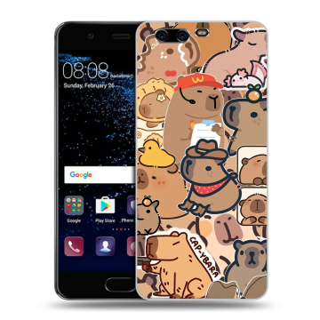 Силиконовый чехол на Huawei P10 с принтом капибара Силиконовый чехол на Huawei P10 с принтом капибара