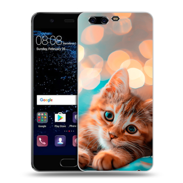 Силиконовый чехол на Huawei P10 с принтом котик Силиконовый чехол на Huawei P10 с принтом котик