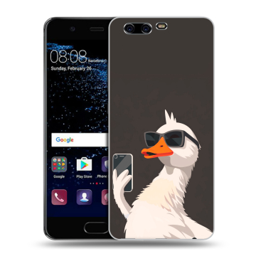 Силиконовый чехол на Huawei P10 с принтом утка в очках