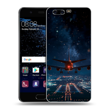 Силиконовый чехол на Huawei P10 с принтом самолет