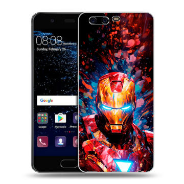 Силиконовый чехол на Huawei P10 с принтом Железный человек Ironman